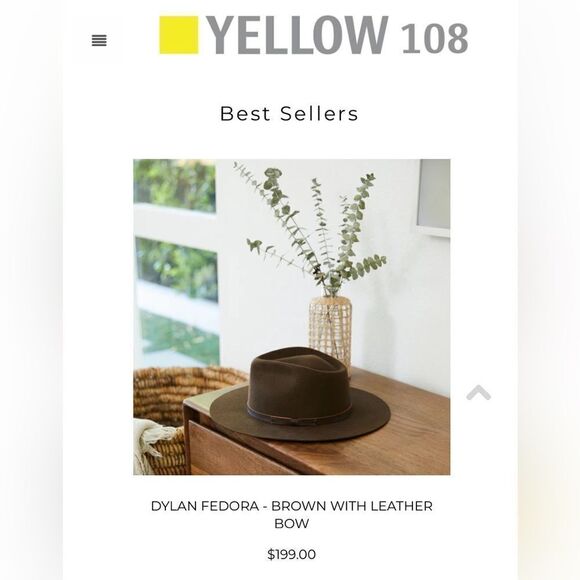 Yellow 108 Dylan Fedora Brown with Leather Bow $199 USD Retail - Picture 11 of 11